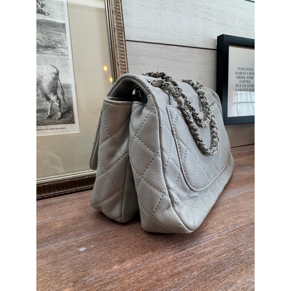 Chanel Single Flap Accordion - Light Gray with Silver Hardware - Picture 5 of 13